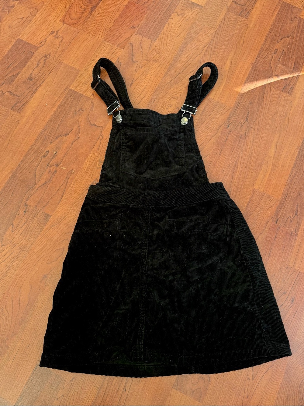 H&M Black Corduroy Overall Mini Dress — US 0